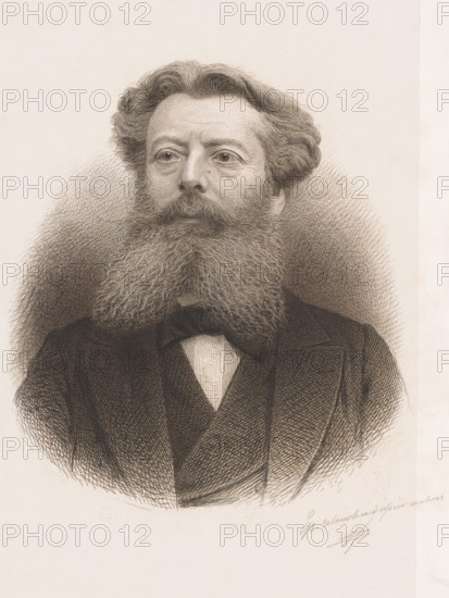 Portrait of August Michiels, print, inscription: 'Ep. retouchee d'apres nature', printmaker: Jean
