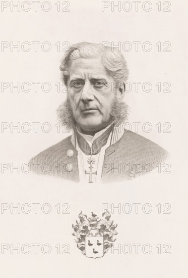 Portrait of Léopold de Wael, print, inscription: 'Epreuve rare avec l'orde du Christ en portugal',