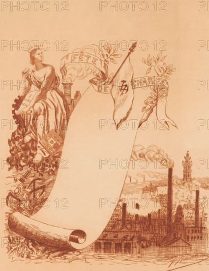 Invitation to a charity ball, print, invitation, On the left, a personification of the proposed