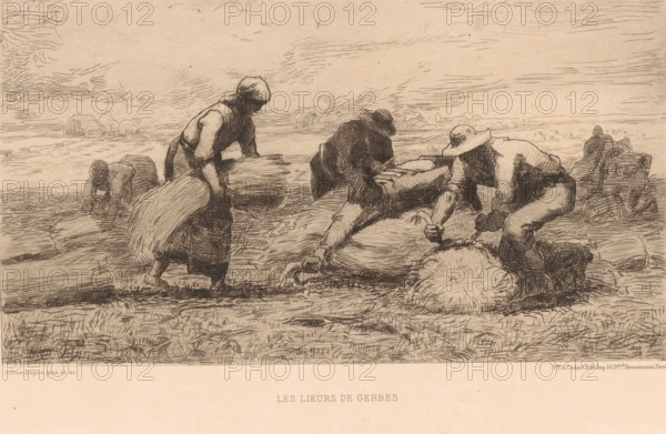 Grain binders, The garlands, Paintings at the Salon of 1878, Salon of 1878, print, watermark,