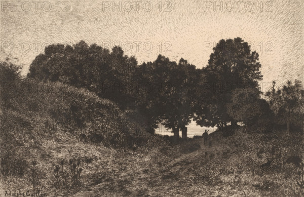 View of a landscape near Vézelay, Un soir à Vezelay, print, Numbered top right: 440., printmaker: