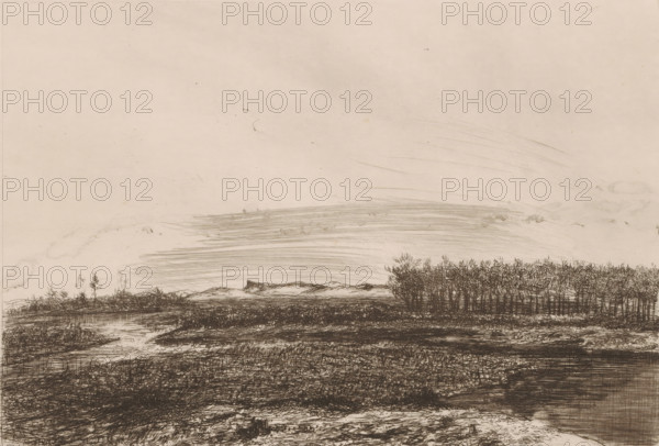 Landscape in the Kempen, print, printmaker: Jerôme Tuyttens (signed by artist), c. 1850 - 1883,