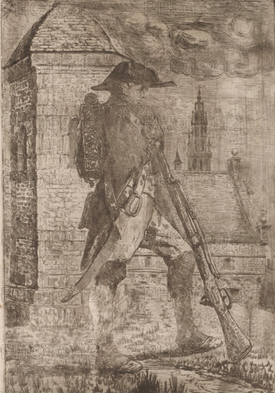 Sentinel, print, annotation: '1.er Etat', printmaker: Edouard Tyck, 1857 - 1913, paper, etching,