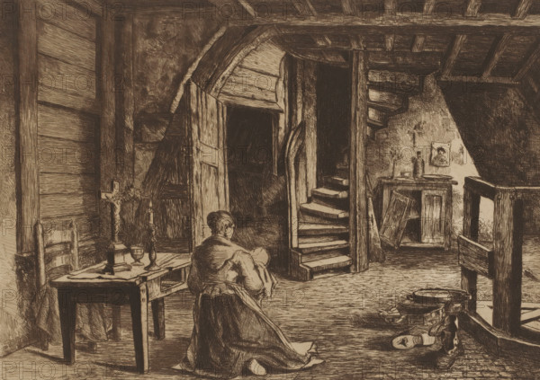 Attic interior, print, Interior of the attic in the Plantin-Moretus house on the Vrijdagmarkt in