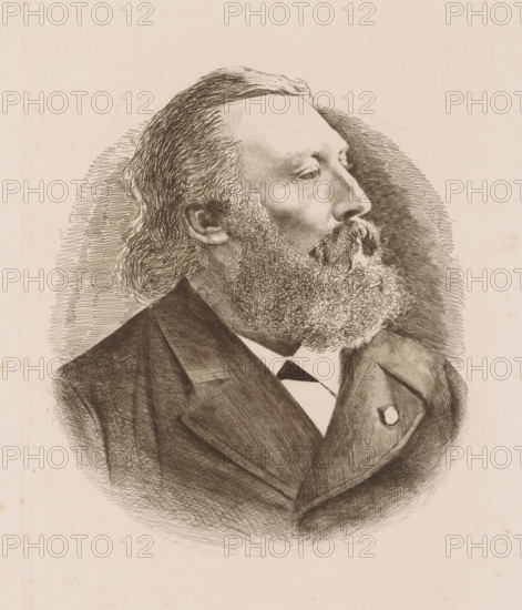 Portrait of Peter Benoît, print, printmaker: Willem Philip van der Veken, 1884, paper, etching,