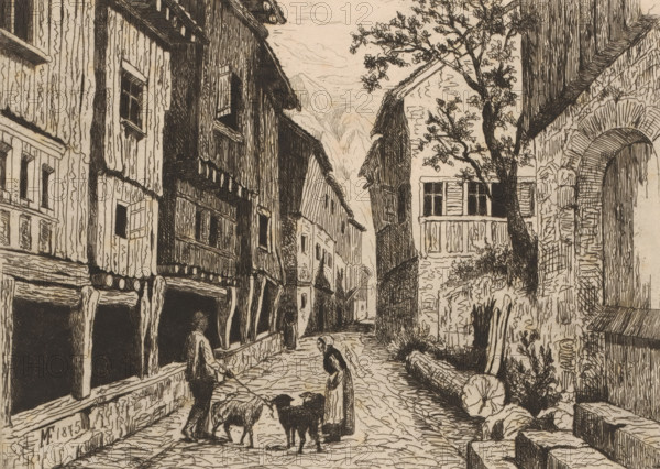 View of a street in Werdenberg, print, printmaker: Maria van Hohenzollern-Sigmaringen (Countess of