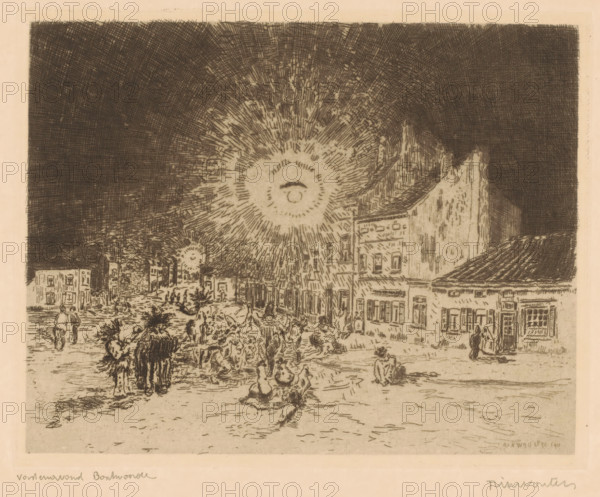 Shrove Tuesday in Bosvoorde, Shrove Tuesday Boschvoorde, print, printmaker: Rik Wouters (signed by