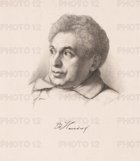Portrait of Alexander Haindorf, print, printmaker: Franz Thelen, 1847, paper, etching, height 248