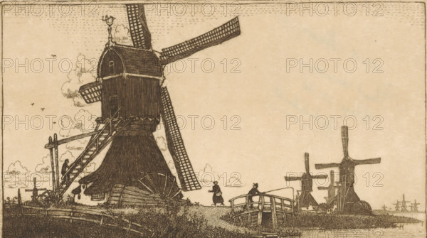 Wipmolens on the Vlist between Haastrecht and Schoonhoven, Watermills near Gouda (original title),