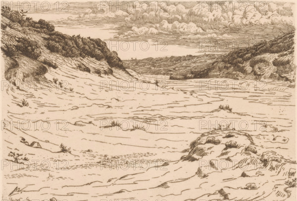 Dune landscape, print, printmaker: Maurits van der Valk (signed by artist), 1867 - 1922, paper,