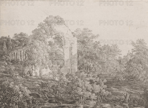 View of the ruins of De Haar Castle, print, printmaker: Adriaan Jacob Willem van Dielen, 1810,