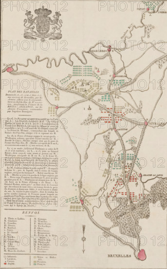 Plan des Batailles Données le 15, 17, 17 et 18 Iuin 1815, aux environs de Bruxelles, par les Armées
