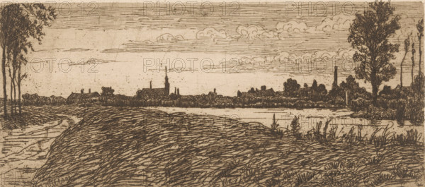 Village on the Vecht, print, printmaker: Maurits van der Valk (signed by artist), 1867 - 1931,