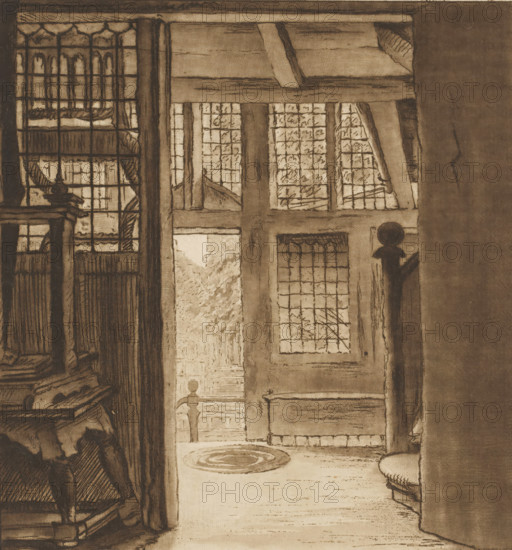 Interior of Rembrandt's house, print, The print is loose in an album, see page 84., printmaker: