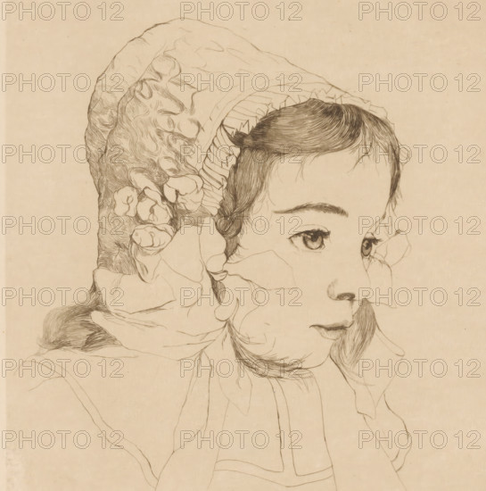 Portrait of an unknown girl, print, inscription: '96', printmaker: Frederik Salberg (signed by