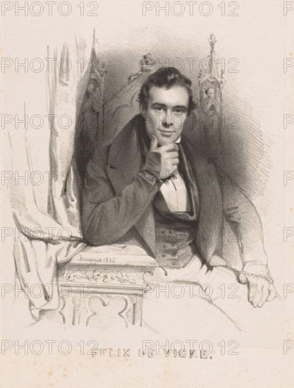 Felix de Vigne, Portrait of Félix De Vigne, print, printmaker: Charles Baugniet, 1836, paper, chine
