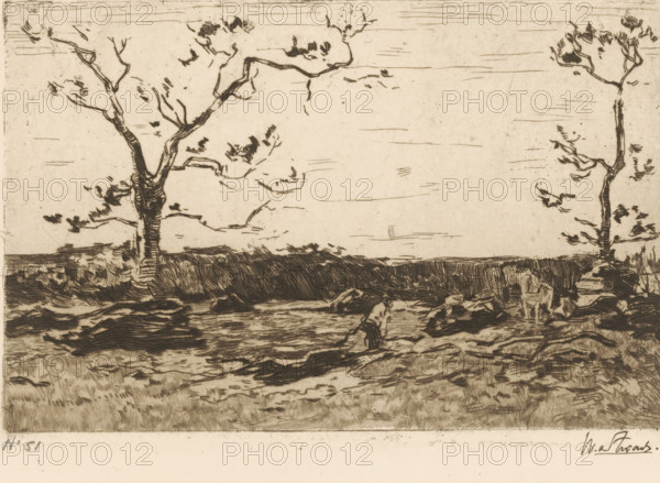 Loading Coppice (original title), Landscape with Bare Trees and Woodcutters, print, printmaker: