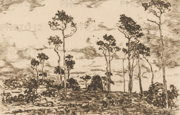 Loading Coppice (original title), Landscape with Bare Trees and Woodcutters, print, printmaker: