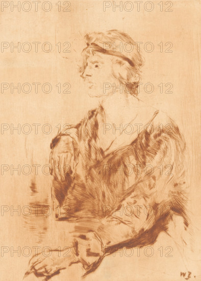 Sitting woman (original title), print, printmaker: Willem de Zwart, c. 1915 - c. 1916, paper,