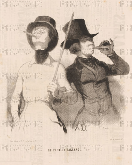 The first cigar, Two young men with their first cigar, Depictions of happy moments, The beautiful