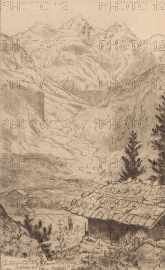 Mountain landscape, Blümlis Alp, print, printmaker: Hans Thoma, Karlsruhe (possibly), 1917,