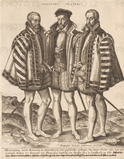 Collignei fratres, Portrait of the Coligny brothers, print, inscription: '...', printmaker: Wierix,