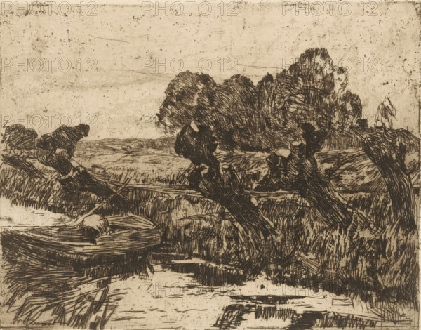 Willows by a ditch (original title), print, printmaker: Willem de Zwart, c. 1885, paper, etching,