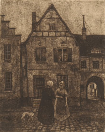 Two women on the street, print, title: 'Alter, ', printmaker: Werner Vogel, 1899 - 1949, paper,