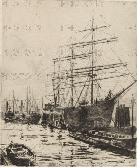 At the port, print, signature, printmaker: A. Schütz (signed by artist), 1850 - 1949, paper,
