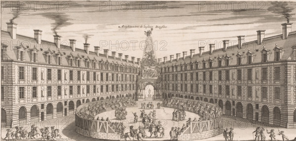 View of the amphitheater on the Place Dauphine in Paris, Amphiteatre de laplace Daufine, print,