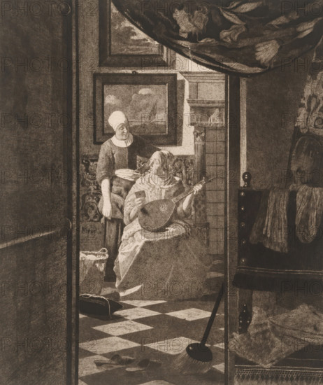 The love letter (original title), print, printmaker: Jan Veth (signed by artist), after painting by