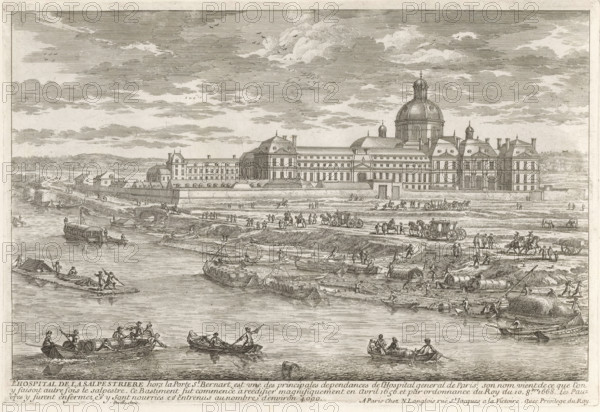 View of the Hôpital de la Salpêtrière from the Seine, L'Hospital de la Salpestriere, Cityscapes and