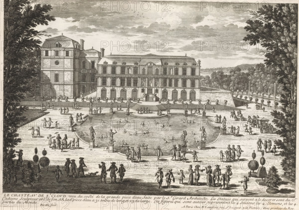 View of the Castle of Saint-Cloud with pond, Le Chasteau de St. Cloud vue du costé de la grande