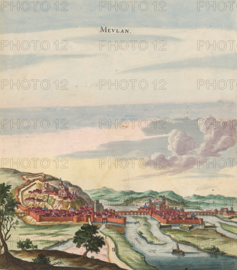 View of Meulan-en-Yvelines, Meulan, print, album page, This print is part of an album., after