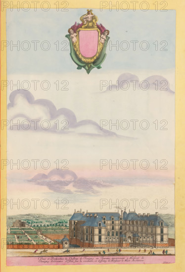View of Chavigny Castle in Lerné, Veuë et perspetive du chasteau de Chavigny en Touraine, Livre