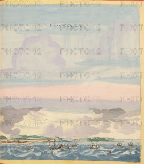 L'Isle d'Oleron, View of Île d'Oléron, print, album page, This print is part of an album., after