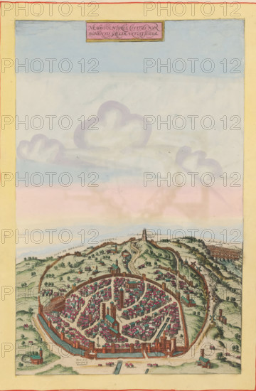 Nemasus, Nismes, civitas Narbonensis Galliae vetustissima, View of Nîmes from a bird's-eye