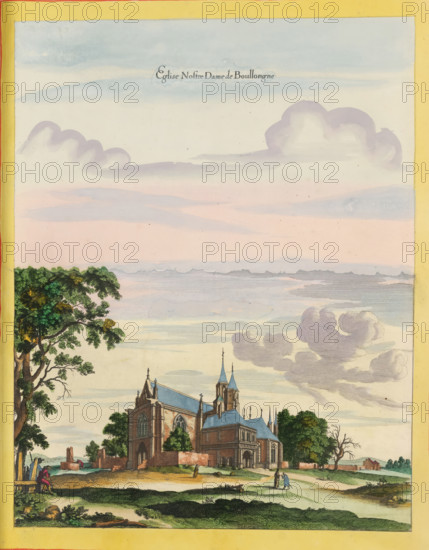 View of the Basilica of Our Lady in Boulogne-sur-Mer, Eglise Nostre Dame de Boullongne, print,