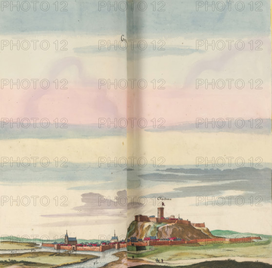 View of Guise, Guise, print, album page, This print is part of an album., after drawing by Jan