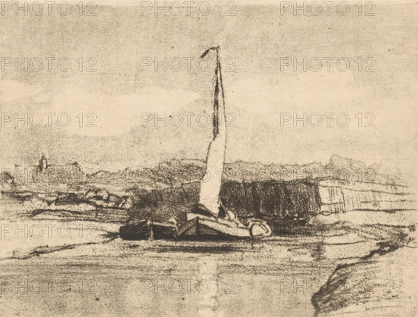 Sailing with two ships, print, printmaker: Chris van der Windt (signed by artist), 1887 - 1952,
