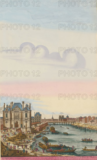 View of the Porte de la Conférence and the Seine, La Porte de la Conference, print, album page,