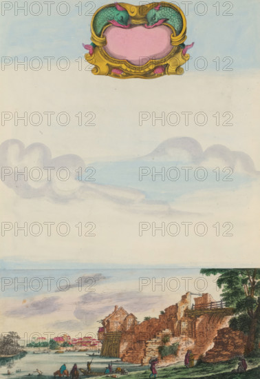 View of the Roman bridge at Charenton, Veües et Perspective du Village et du Pont de Charenton,