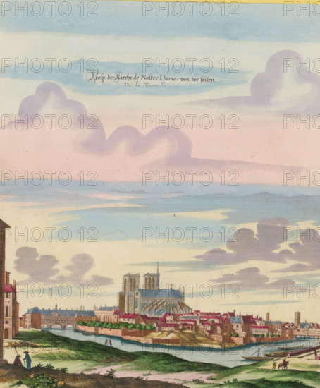 Prosp. of the Church of Notre Dame from the side of De la Tournelle, View of the side and choir of