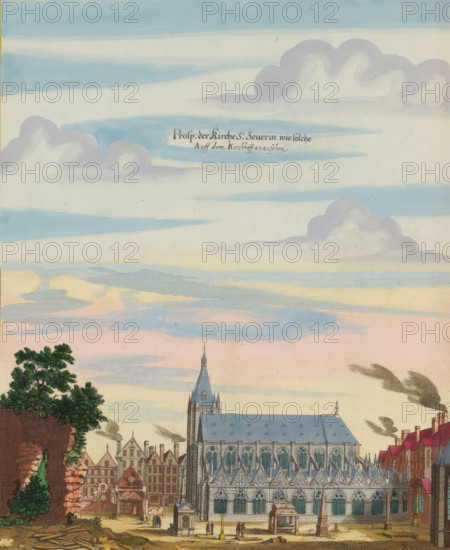 View of the church of Saint-Séverin in Paris, Prosp. der Kirche St. Severin wie solche Auff dem