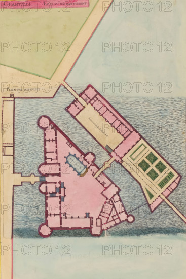 Chantilli Le Plan du Bastiment, Planum Aedificii, Plan of the Château de Chantilly, print, album