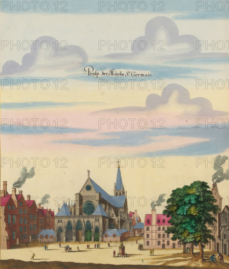 View of the church of Saint-Germain-des-Prés in Paris, Prosp. der Kirche St. Germain, print, album