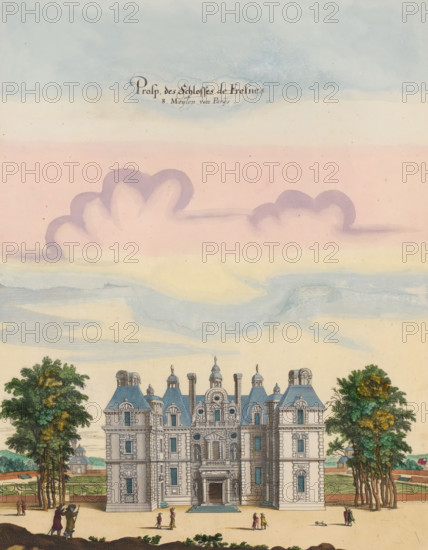 View of the entrance to Château de Berny, Prosp. des Schlosses de Fresnes 8 miles from Paris,