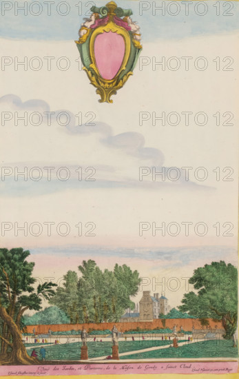 View of the gardens of Château de Saint-Cloud, View of the Gardens, and Parterre, of the House of