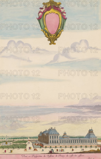 View and Perspective of the Château de Raincy from the costé of the offices, View of the offices of