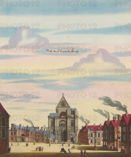 Prosp. of the St. Eustache Church, View of the church of Saint-Eustache in Paris, print, album